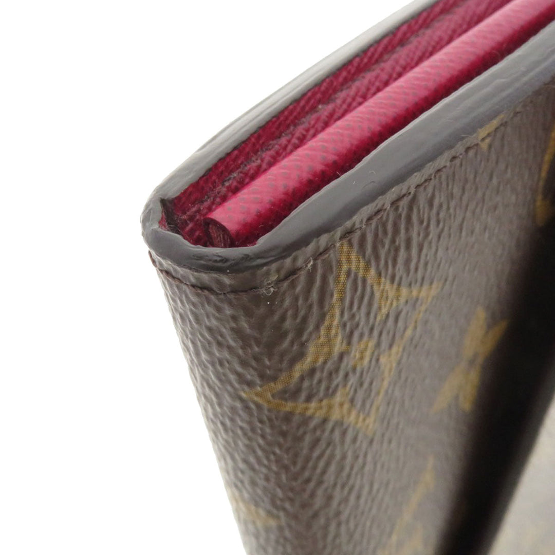 LOUIS VUITTON Long Wallet Purse M62234 Monogram canvas Brown Portefeuille Sarah Monogram Fuchsia