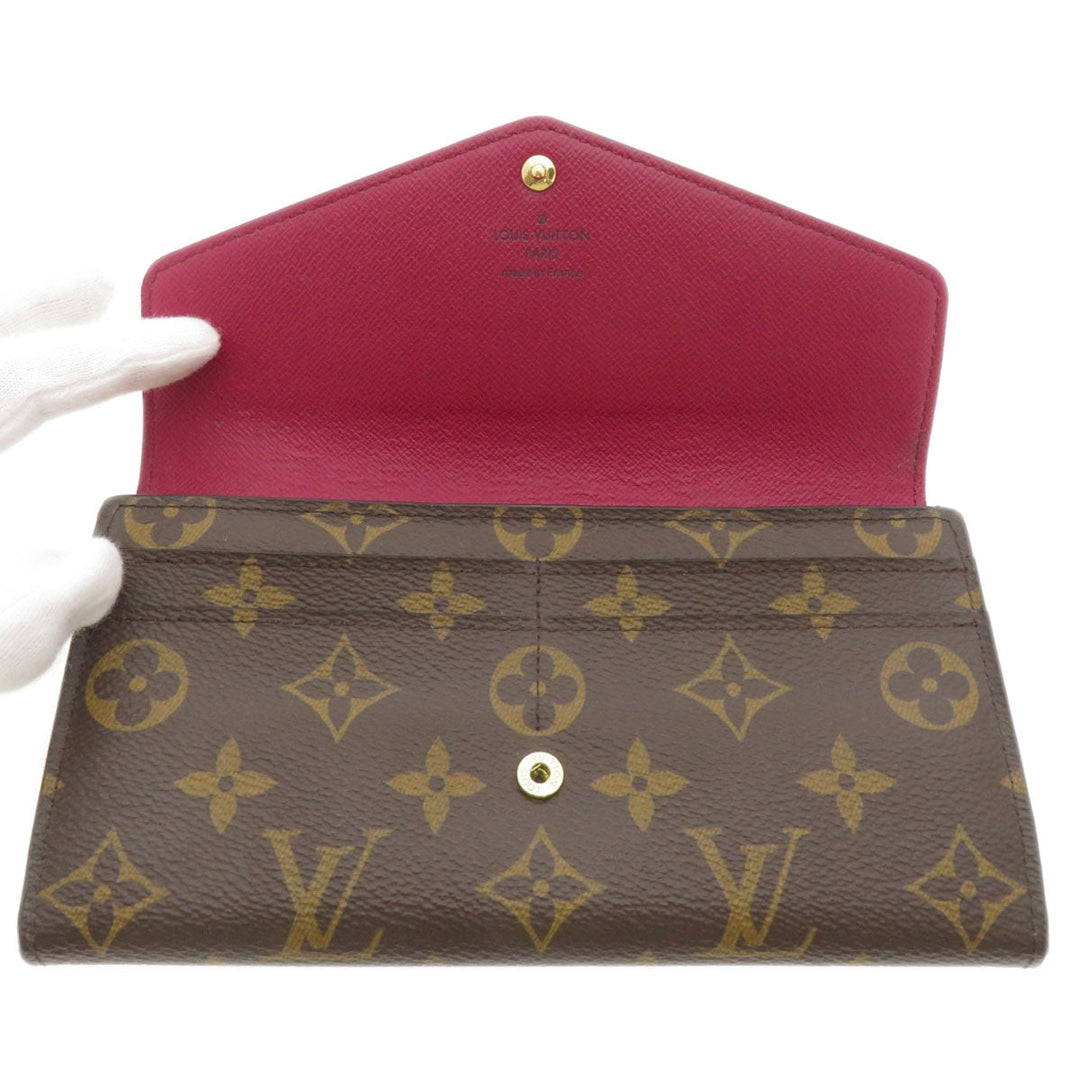 LOUIS VUITTON Long Wallet Purse M62234 Monogram canvas Brown Portefeuille Sarah Monogram Fuchsia