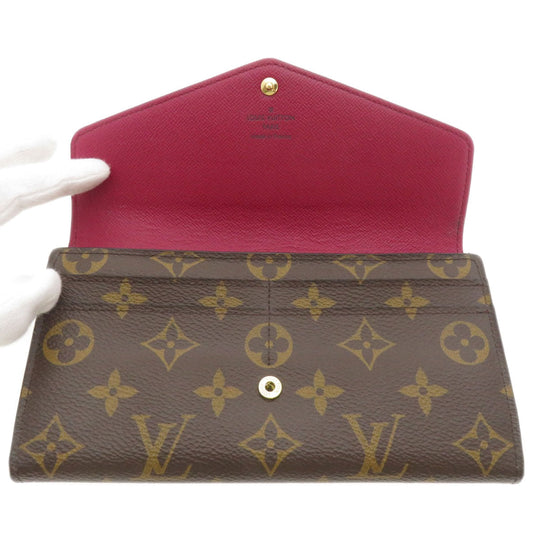 LOUIS VUITTON Long Wallet Purse M62234 Monogram canvas Brown Portefeuille Sarah Monogram Fuchsia