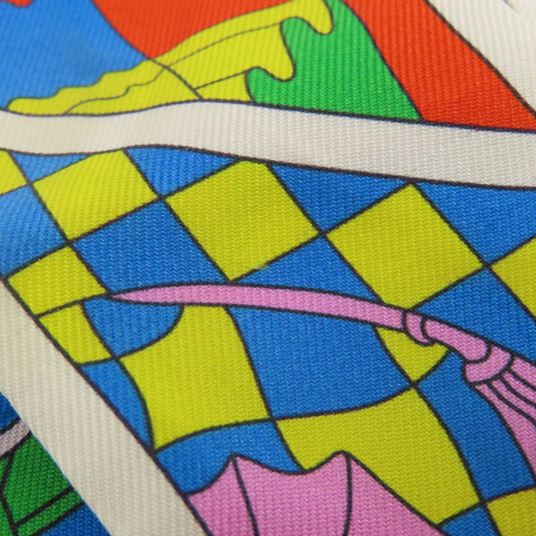 HERMES scarf silk white Twilly Women Used Authentic
