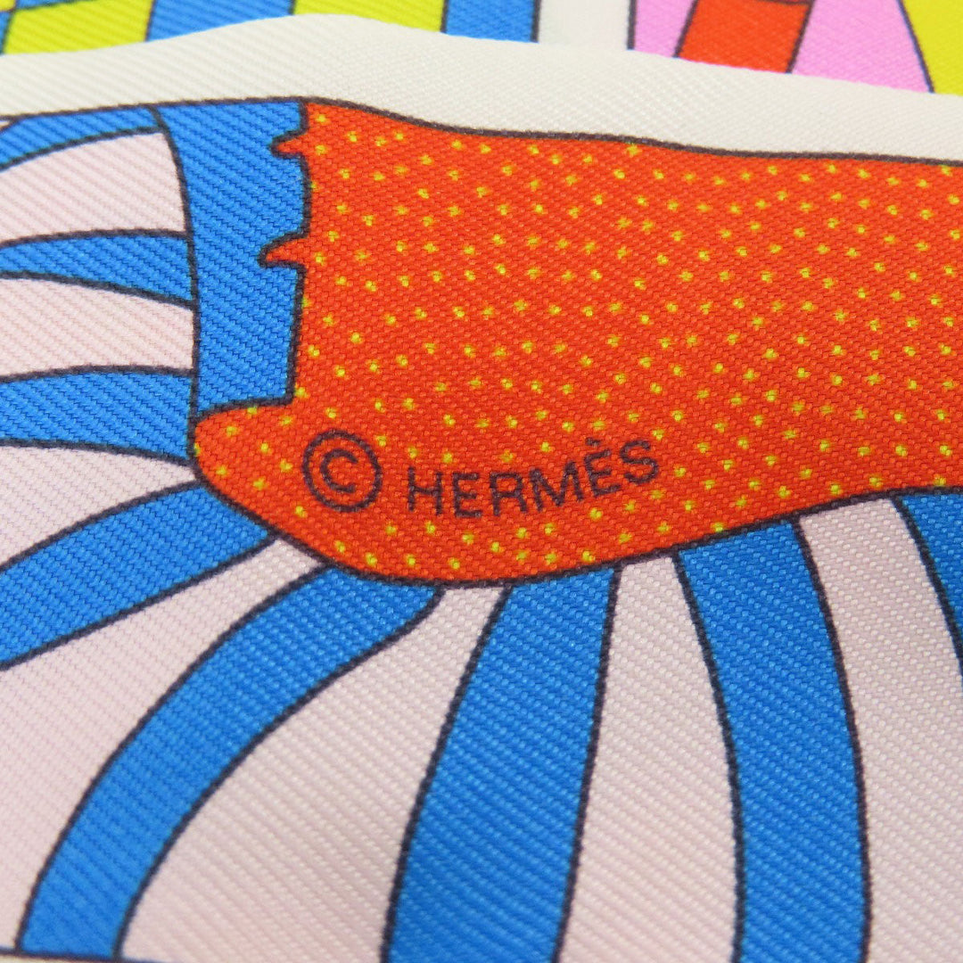 HERMES scarf silk white Twilly Women Used Authentic