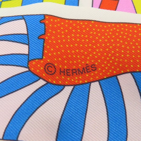 HERMES scarf silk white Twilly Women Used Authentic