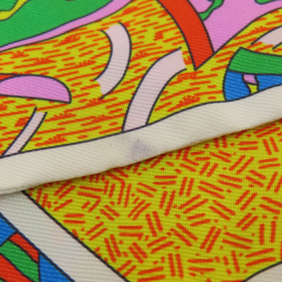 HERMES scarf silk white Twilly Women Used Authentic