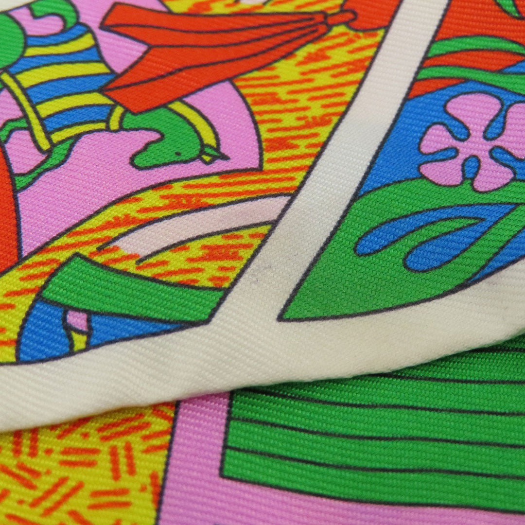 HERMES scarf silk white Twilly Women Used Authentic