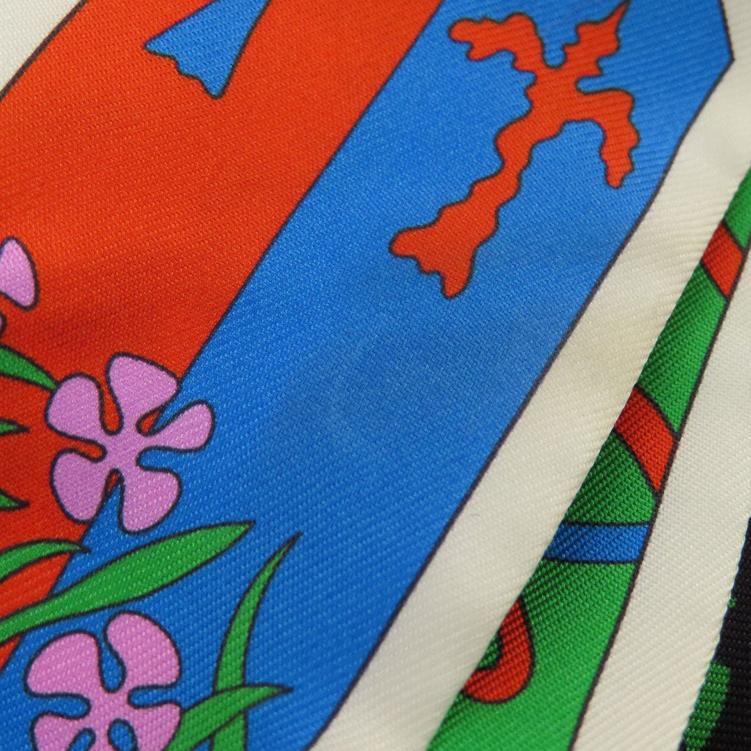 HERMES scarf silk white Twilly Women Used Authentic
