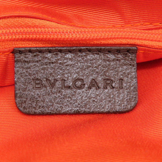 BVLGARI Handbag canvas Brown Logo mania