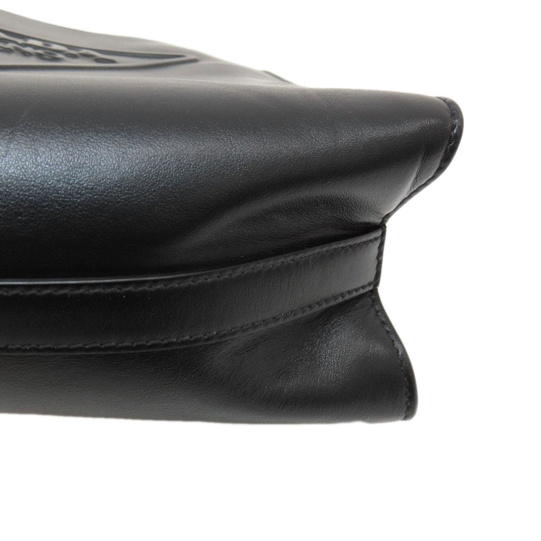 PRADA Handbag 1BG382 leather black Embossed triangle 2WAY Women Used Authentic