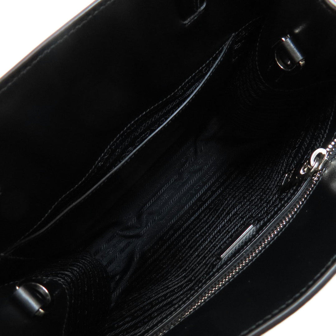 PRADA Handbag 1BG382 leather black Embossed triangle 2WAY Women Used Authentic