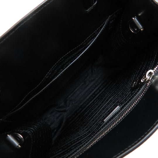 PRADA Handbag 1BG382 leather black Embossed triangle 2WAY Women Used Authentic