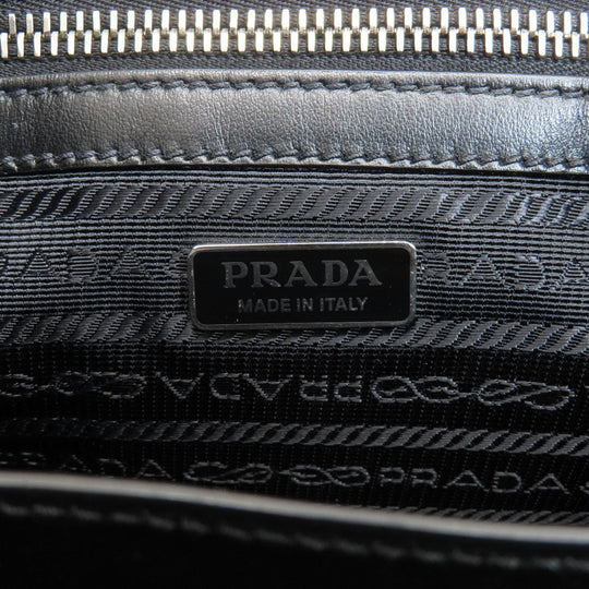 PRADA Handbag 1BG382 leather black Embossed triangle 2WAY Women Used Authentic