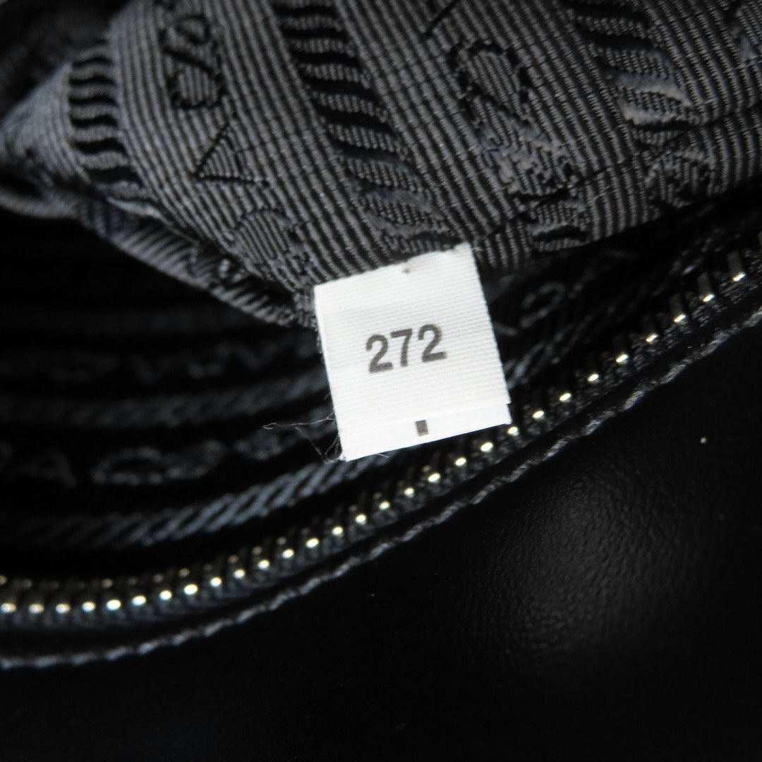 PRADA Handbag 1BG382 leather black Embossed triangle 2WAY Women Used Authentic
