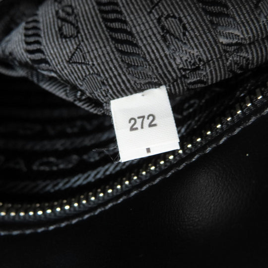 PRADA Handbag 1BG382 leather black Embossed triangle 2WAY Women Used Authentic