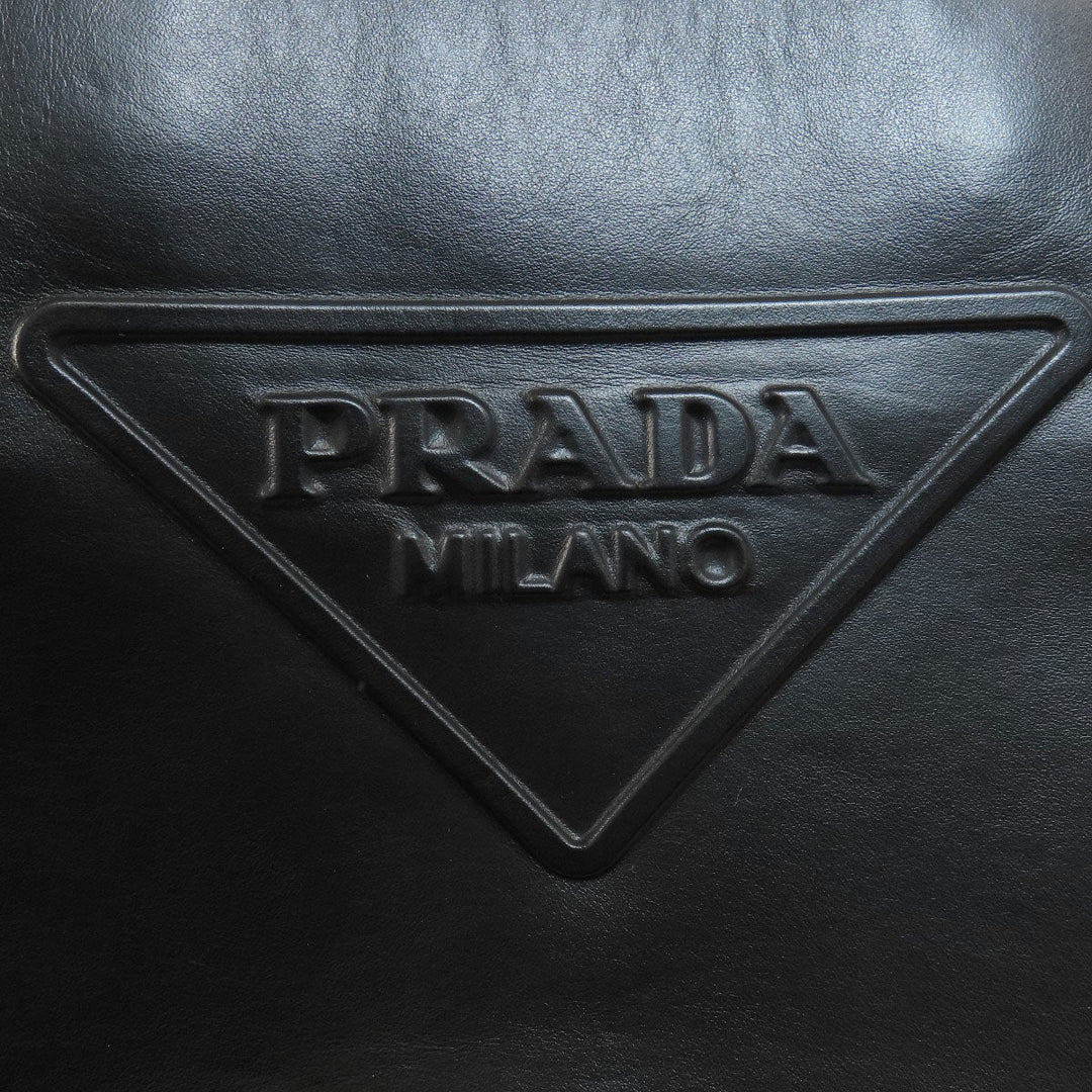 PRADA Handbag 1BG382 leather black Embossed triangle 2WAY Women Used Authentic