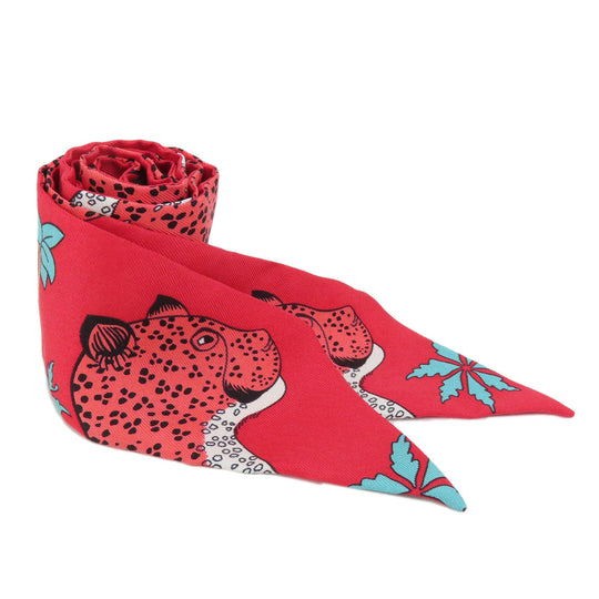 HERMES scarf silk Red Twilly Women Used Authentic