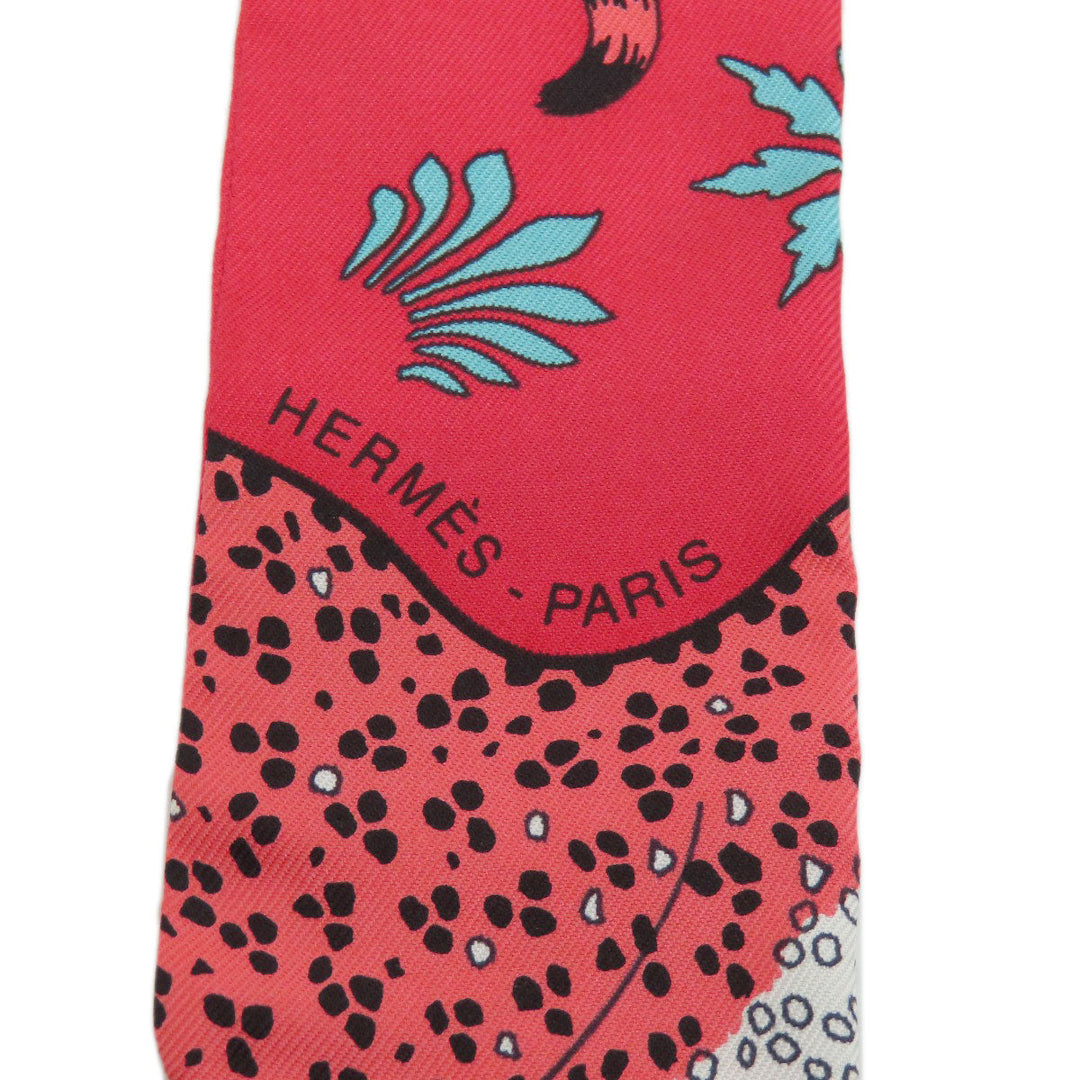 HERMES scarf silk Red Twilly Women Used Authentic