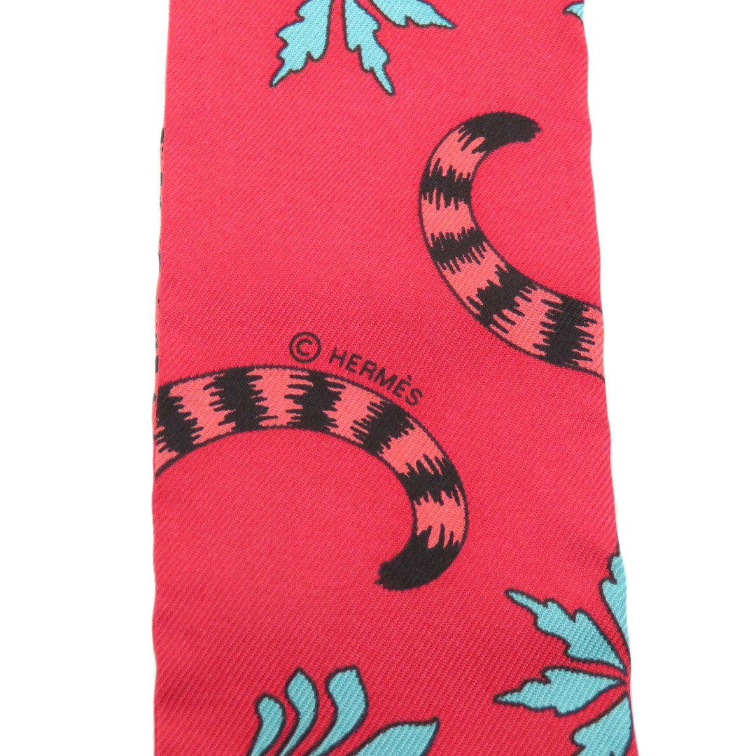HERMES scarf silk Red Twilly Women Used Authentic