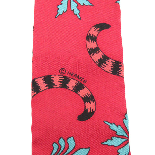 HERMES scarf silk Red Twilly Women Used Authentic