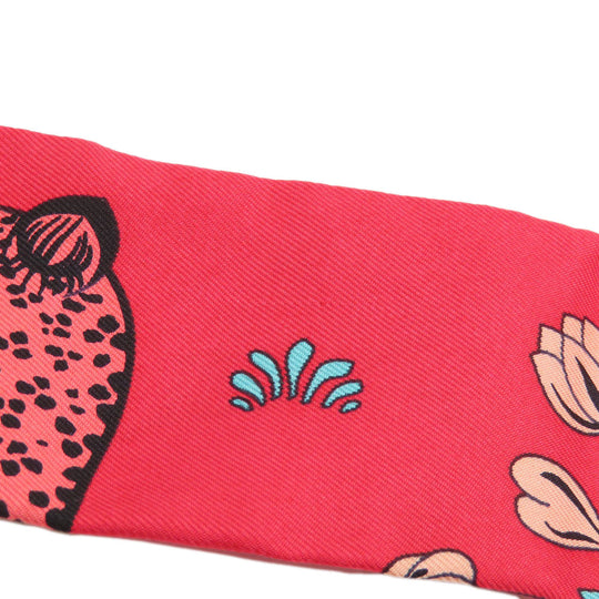 HERMES scarf silk Red Twilly Women Used Authentic