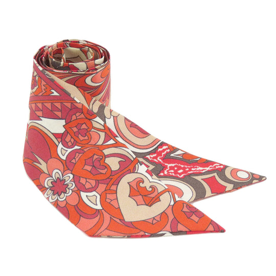 HERMES scarf silk Red Twilly Women Used Authentic