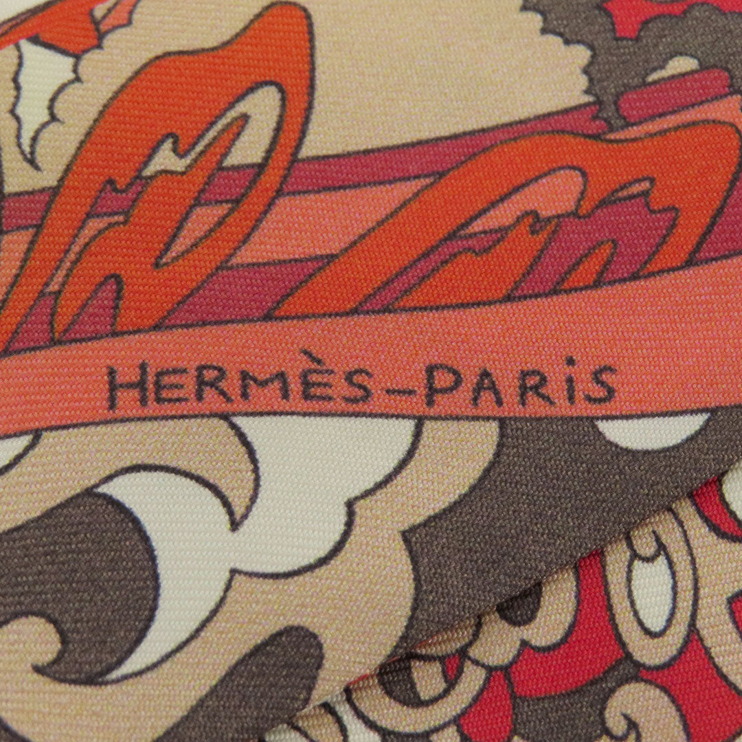 HERMES scarf silk Red Twilly Women Used Authentic