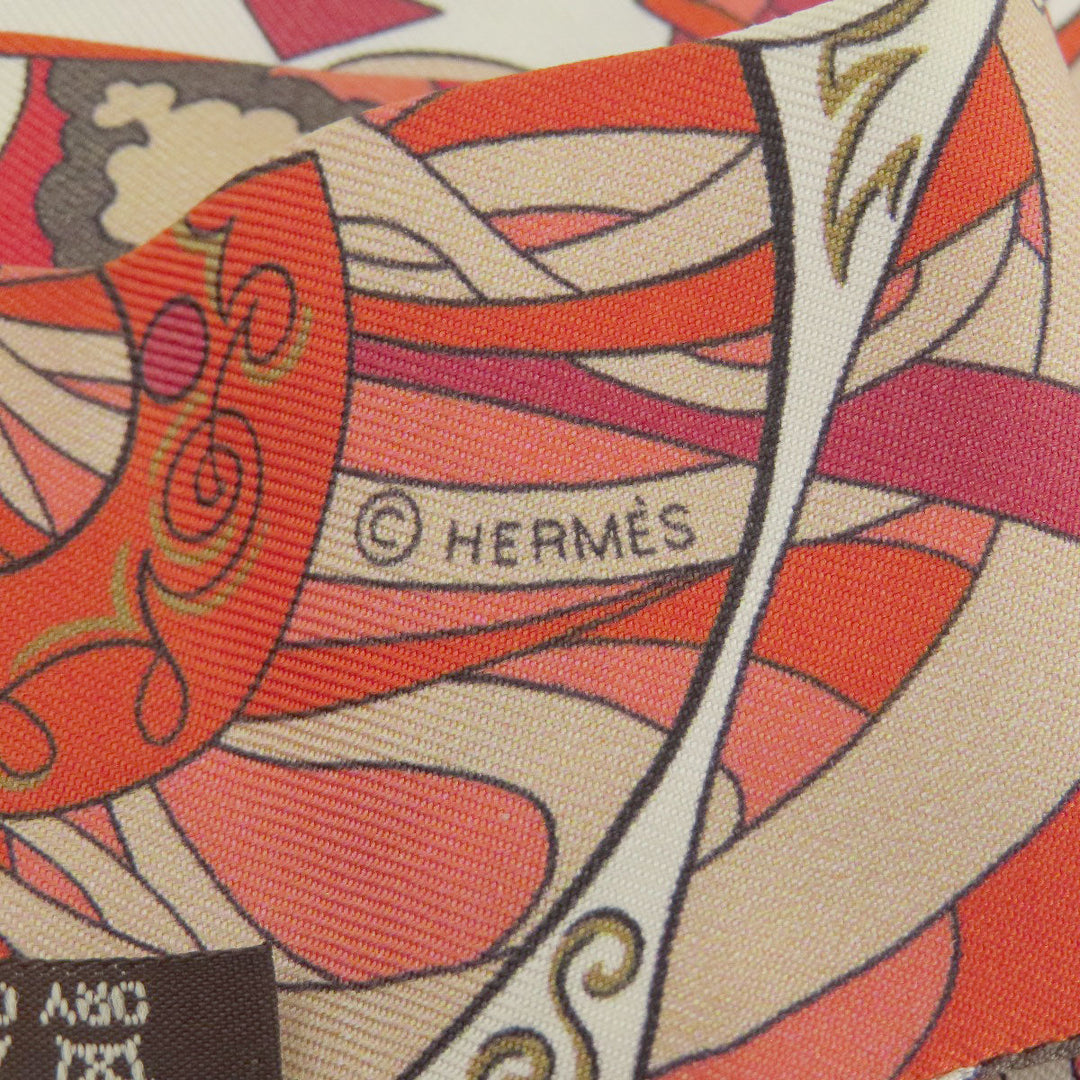 HERMES scarf silk Red Twilly Women Used Authentic