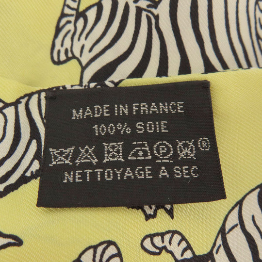 HERMES scarf silk yellow Twilly zebra motif Women Used Authentic