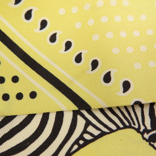 HERMES scarf silk yellow Twilly zebra motif Women Used Authentic