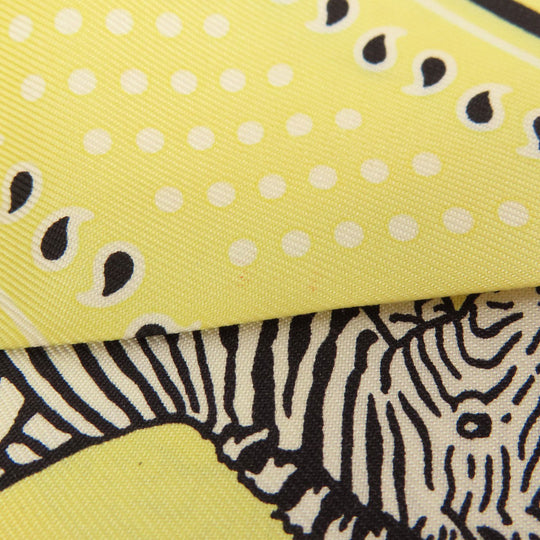 HERMES scarf silk yellow Twilly zebra motif Women Used Authentic
