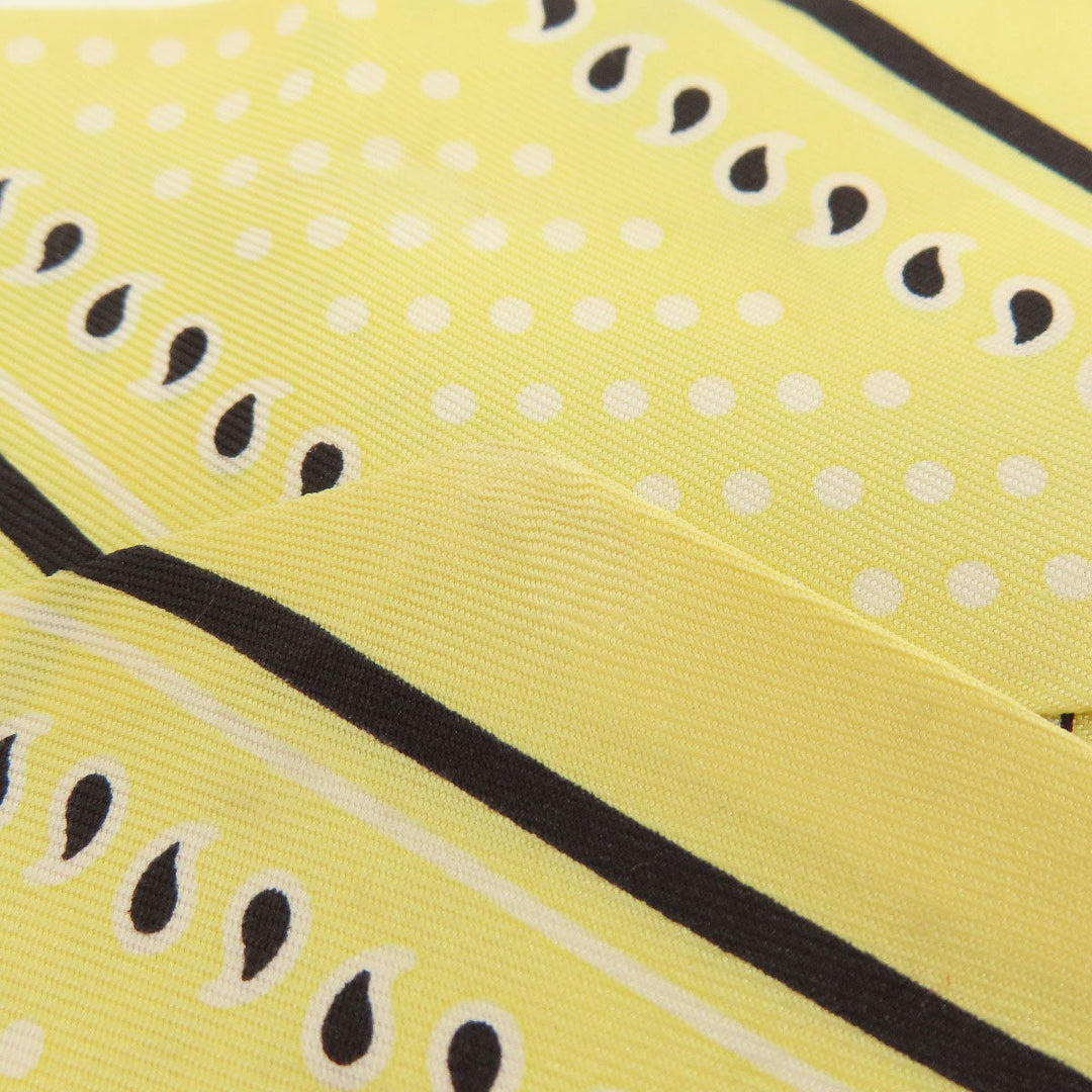 HERMES scarf silk yellow Twilly zebra motif Women Used Authentic