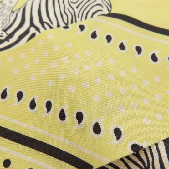 HERMES scarf silk yellow Twilly zebra motif Women Used Authentic