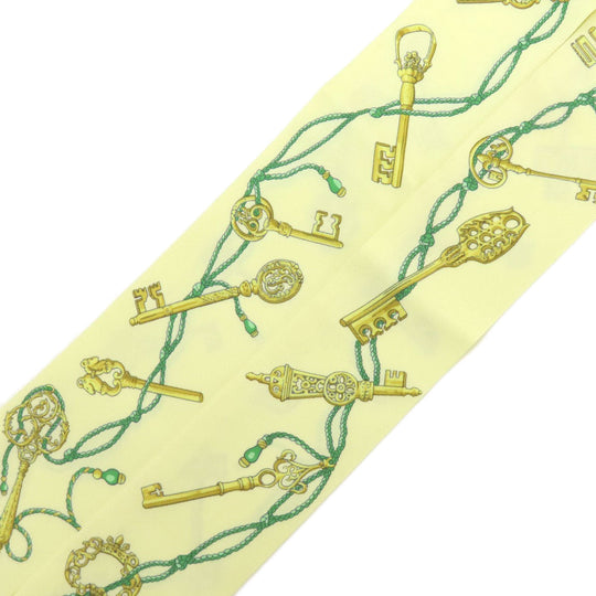 HERMES scarf silk yellow Twilly Women Used Authentic