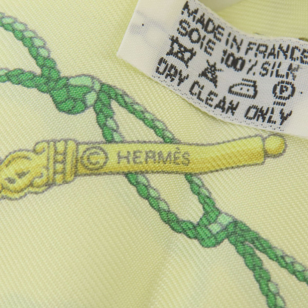 HERMES scarf silk yellow Twilly Women Used Authentic
