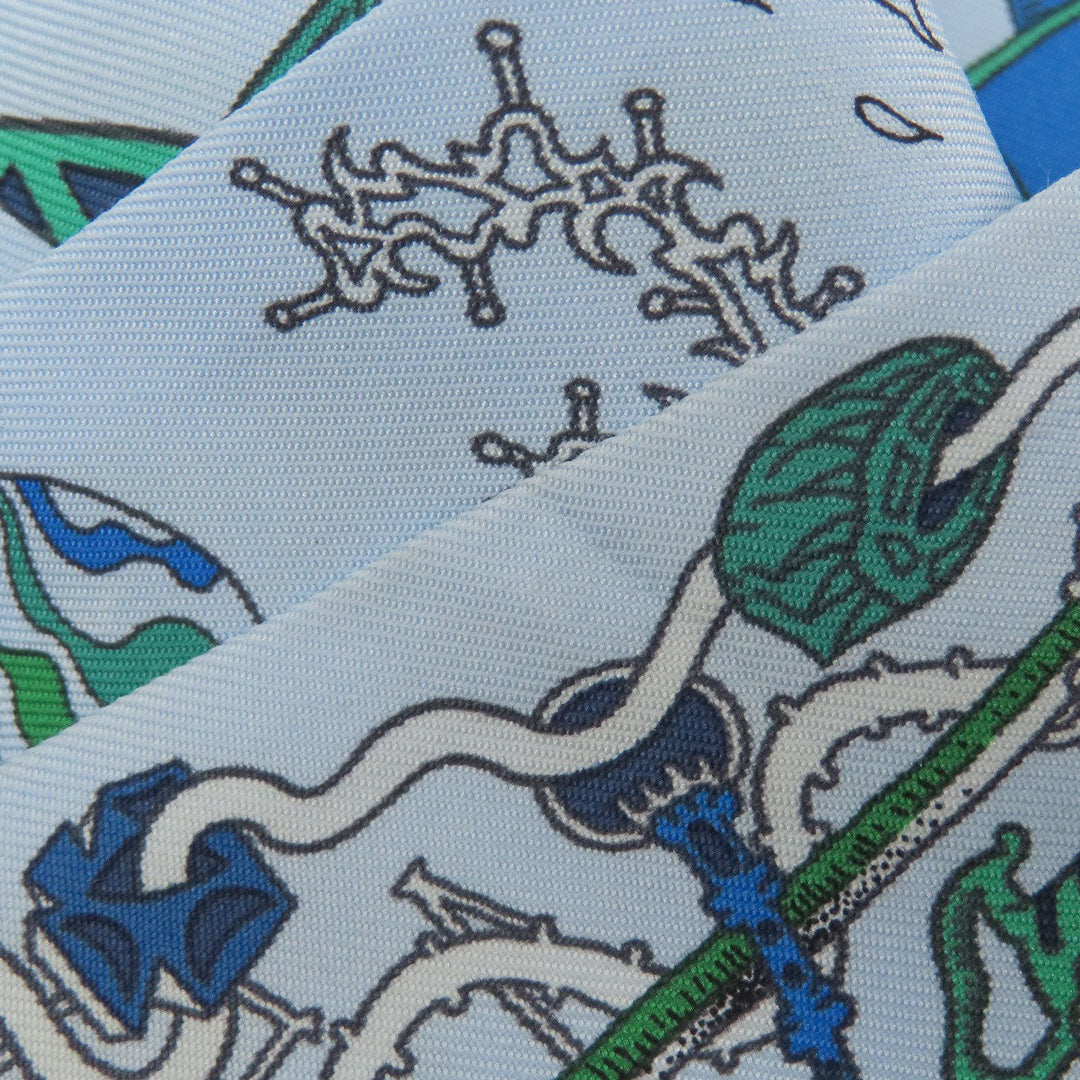 HERMES scarf silk blue Twilly Women Used Authentic
