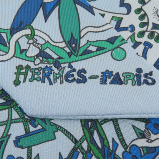 HERMES scarf silk blue Twilly Women Used Authentic