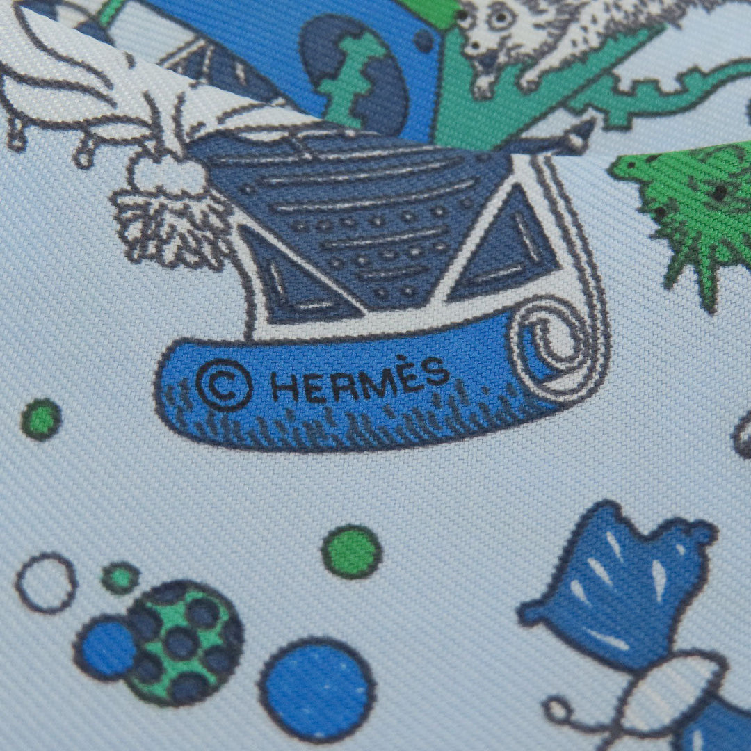 HERMES scarf silk blue Twilly Women Used Authentic