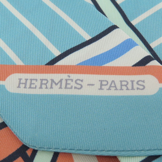 HERMES scarf silk blue Twilly Women Used Authentic