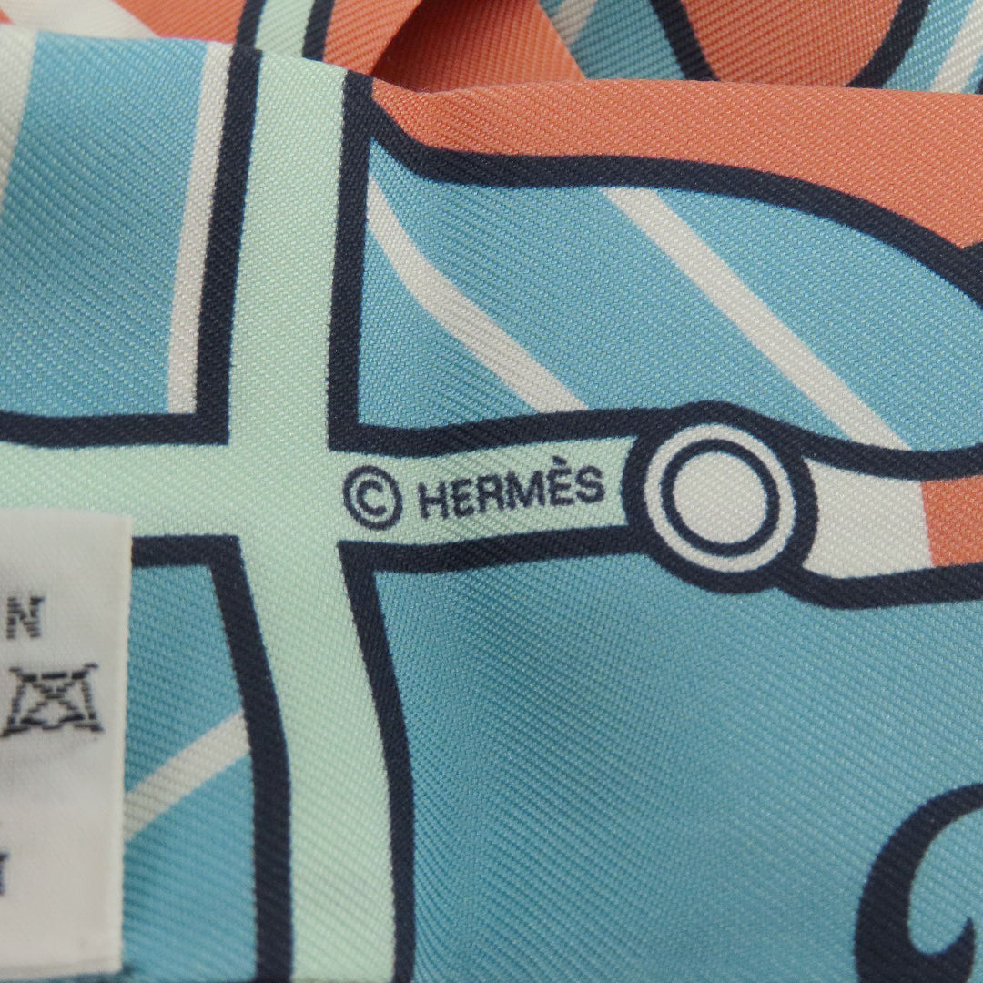 HERMES scarf silk blue Twilly Women Used Authentic