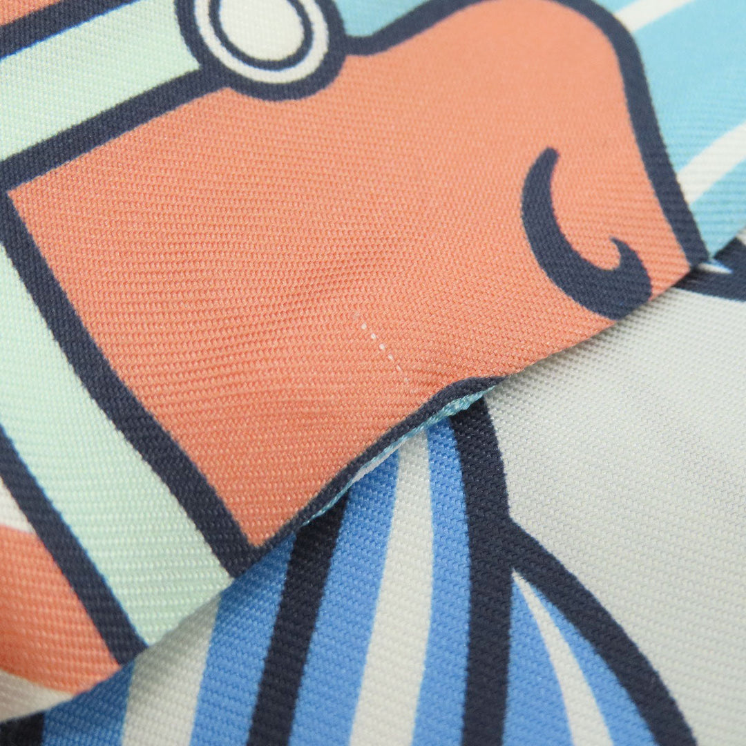 HERMES scarf silk blue Twilly Women Used Authentic