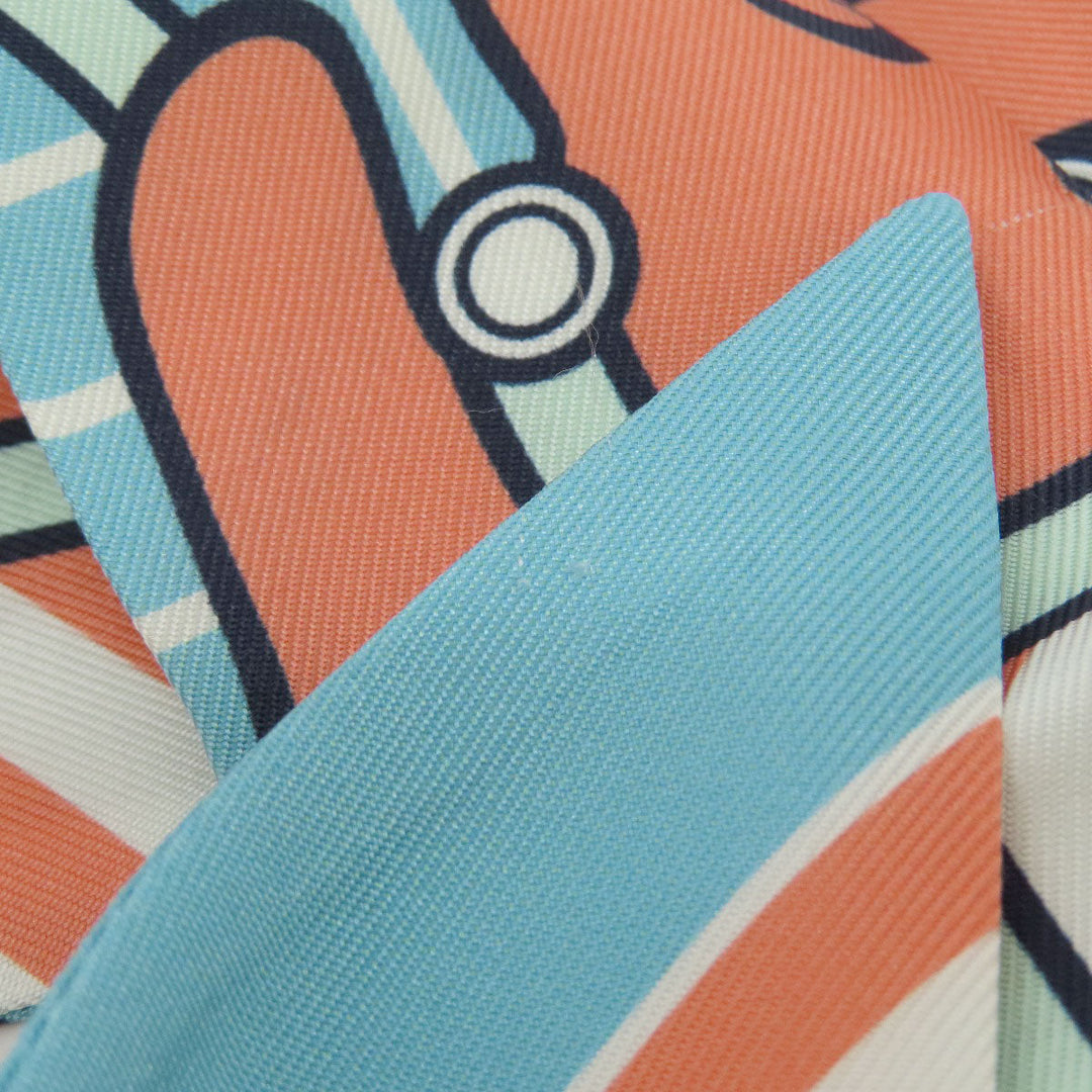 HERMES scarf silk blue Twilly Women Used Authentic