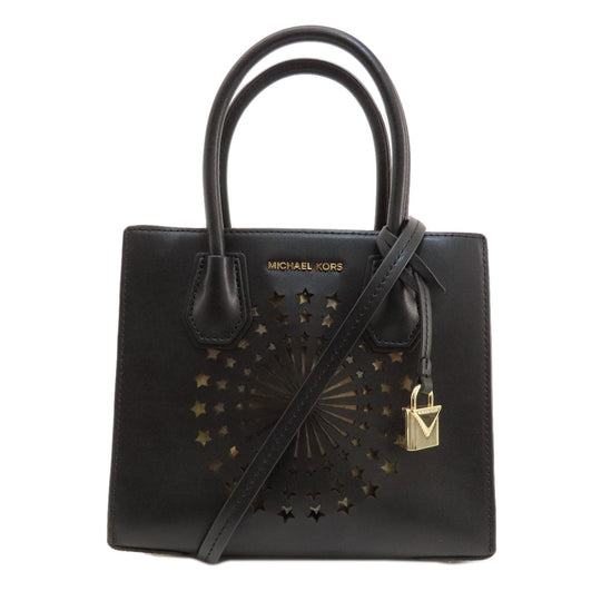 MICHAEL KORS Handbag leather black Fireworks motif 2WAY Women Used Authentic