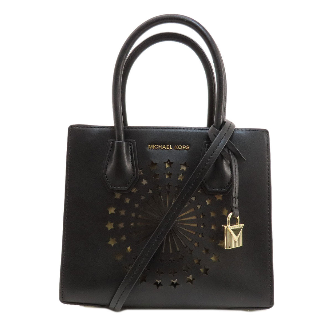 MICHAEL KORS Handbag leather black Fireworks motif 2WAY Women Used Authentic