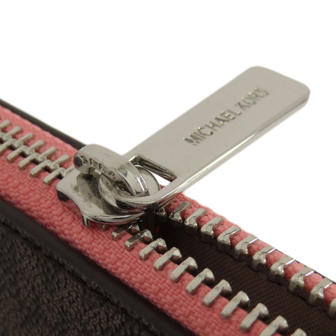 MICHAEL KORS Handbag Leather, Coated Canvas Brown MK Signature 2WAY Women Used Authentic