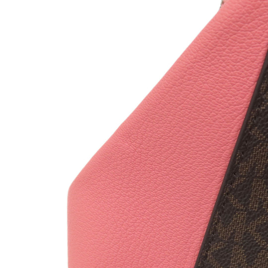 MICHAEL KORS Handbag Leather, Coated Canvas Brown MK Signature 2WAY Women Used Authentic