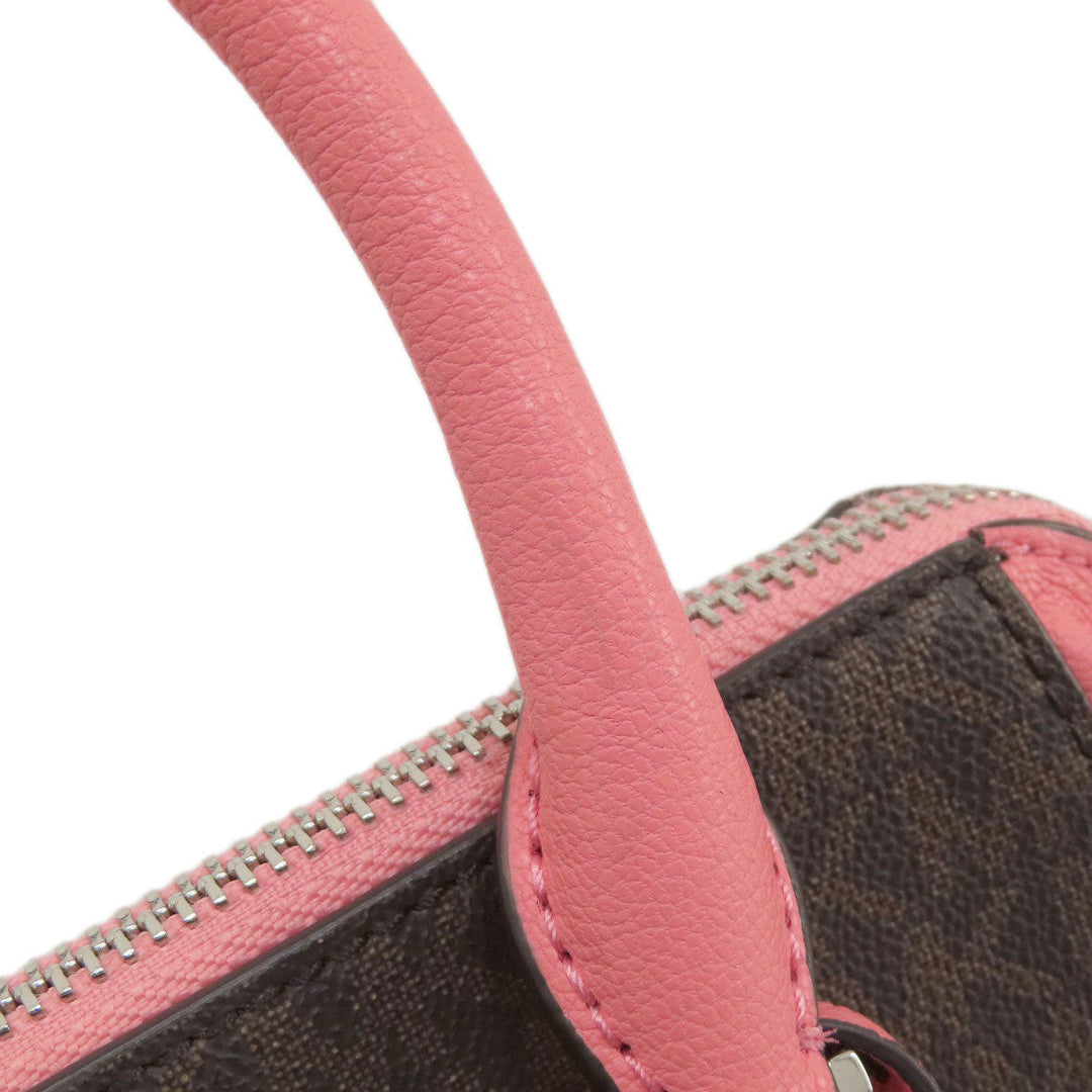 MICHAEL KORS Handbag Leather, Coated Canvas Brown MK Signature 2WAY Women Used Authentic