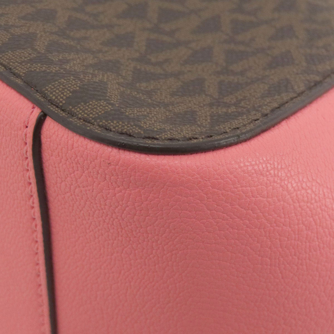 MICHAEL KORS Handbag Leather, Coated Canvas Brown MK Signature 2WAY Women Used Authentic