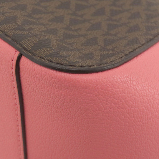 MICHAEL KORS Handbag Leather, Coated Canvas Brown MK Signature 2WAY Women Used Authentic