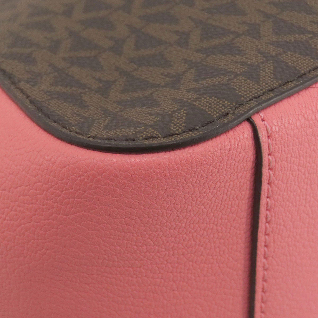 MICHAEL KORS Handbag Leather, Coated Canvas Brown MK Signature 2WAY Women Used Authentic