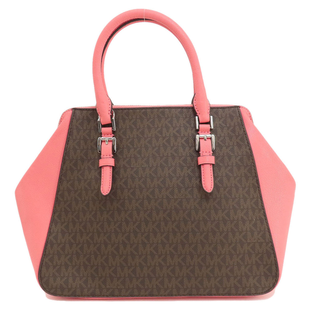 MICHAEL KORS Handbag Leather, Coated Canvas Brown MK Signature 2WAY Women Used Authentic