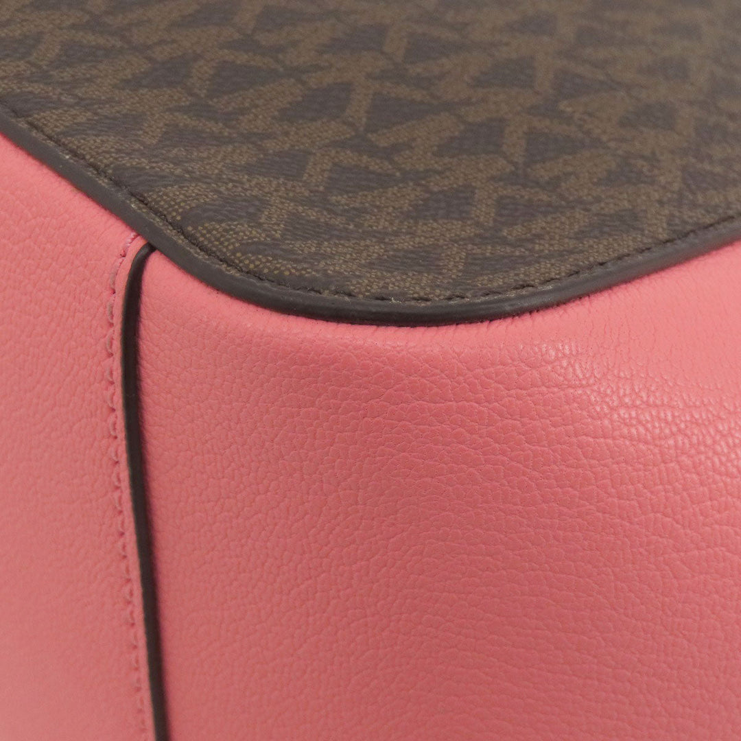 MICHAEL KORS Handbag Leather, Coated Canvas Brown MK Signature 2WAY Women Used Authentic