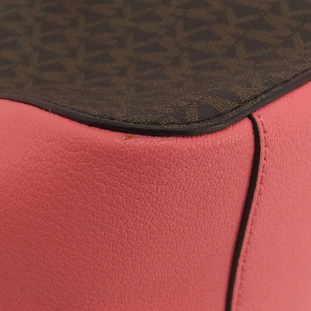 MICHAEL KORS Handbag Leather, Coated Canvas Brown MK Signature 2WAY Women Used Authentic